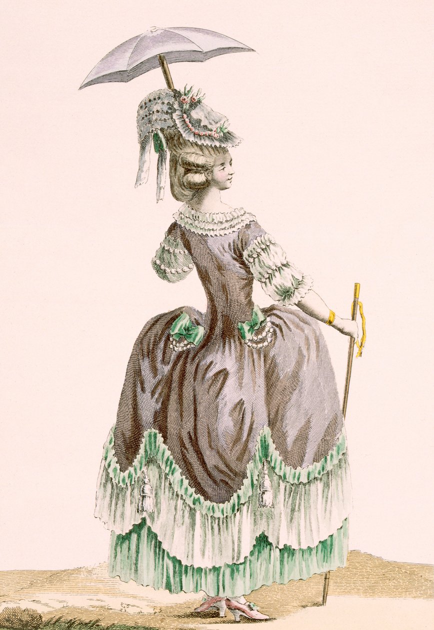 Baksiden av dames grå promenadekjole, gravert av Dupin, plate nr. 38 fra 