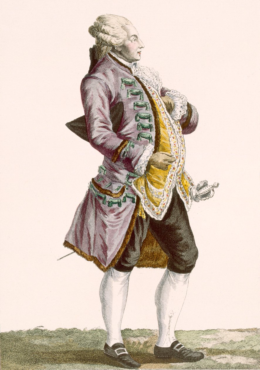 Gentleman i culottes og halejakke, gravert av Dupin, plate nr.71 fra 