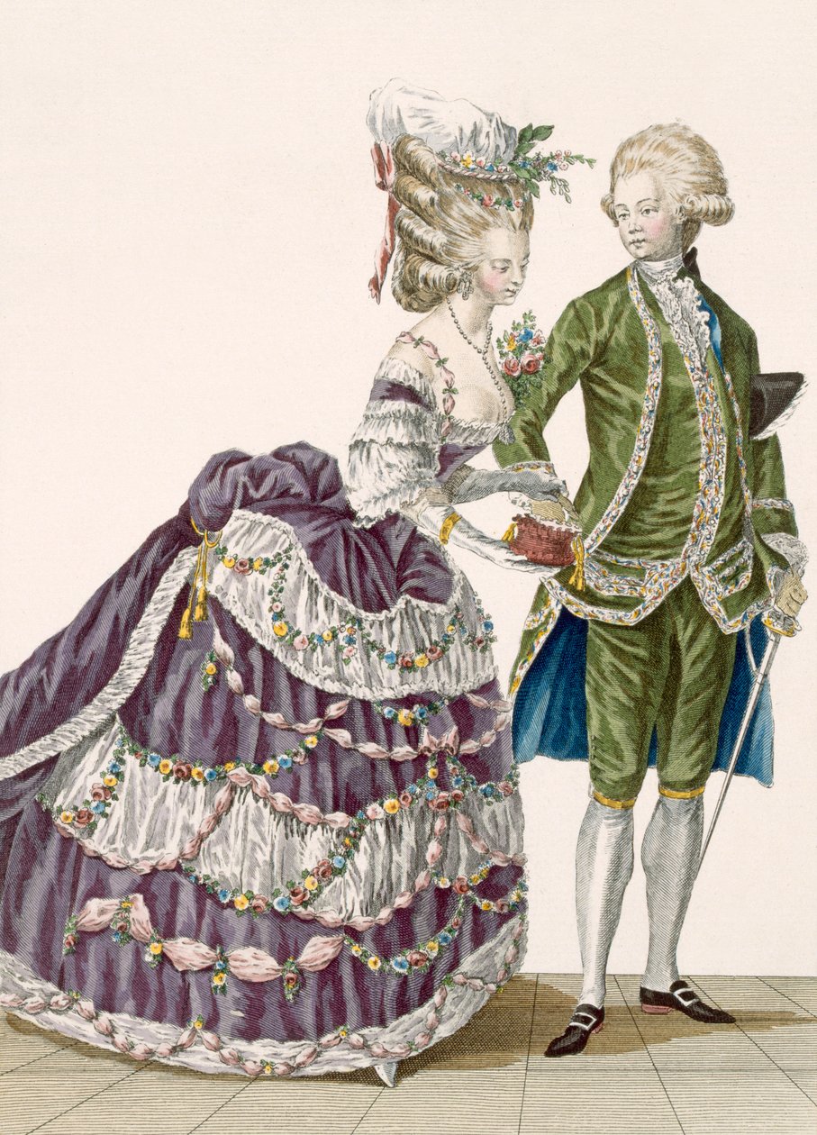 Ung kvinne og mannen hennes deltar på en rettsgalla, plate nr. 112 fra 