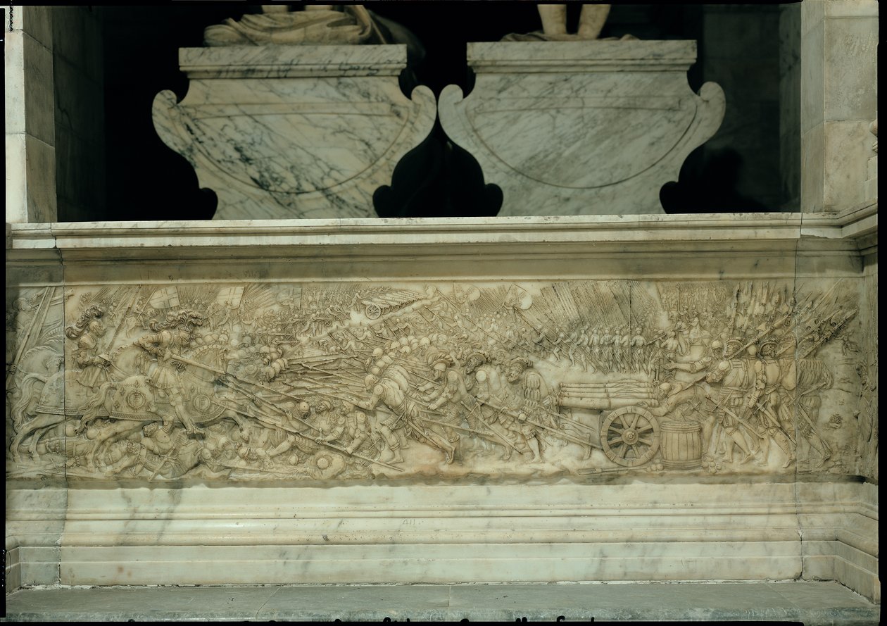 Slaget ved Marignano i 1515, fra graven til Francois I og Claude av Frankrike, hertuginne av Bretagne, 1548-52 (marmor) av Pierre Bontemps