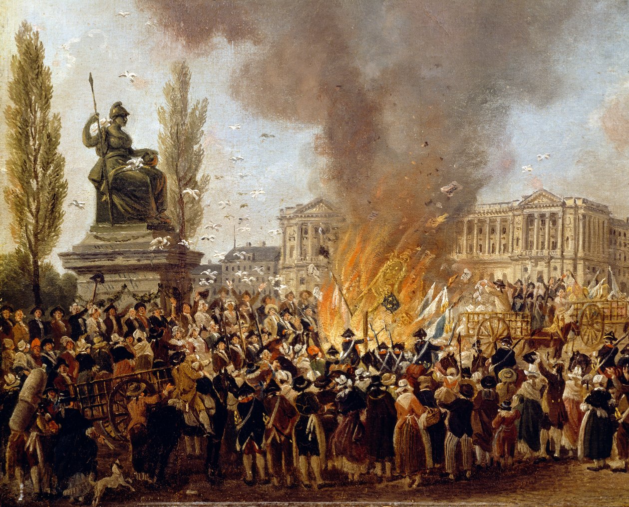 Feiringen av enhet, ødelegger emblemene til monarkiet, Place de la Concorde av Pierre Antoine Demachy