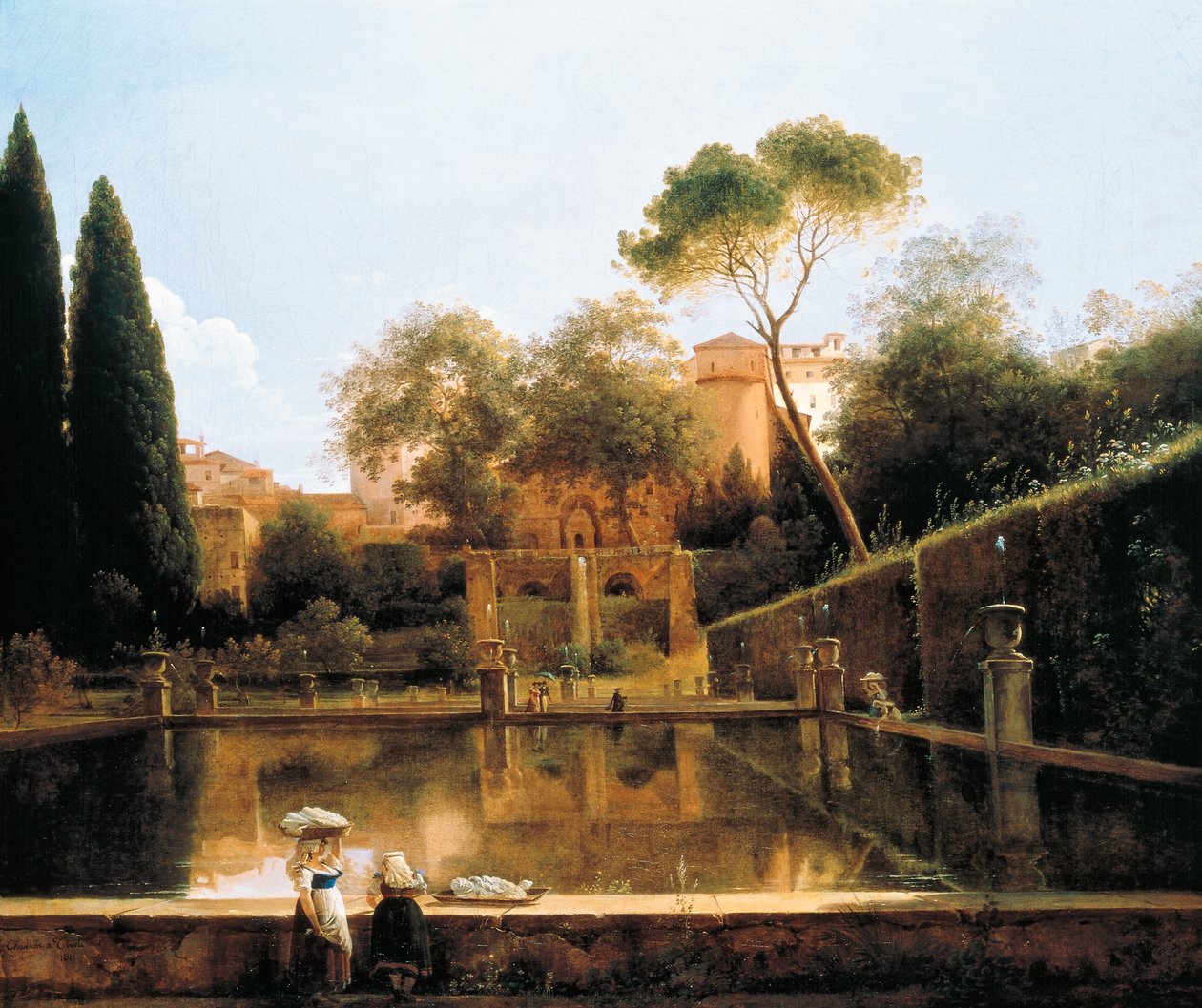 Utsikt over hagene til Villa d#39;Este i Tivoli av Pierre-Athanase Chauvin
