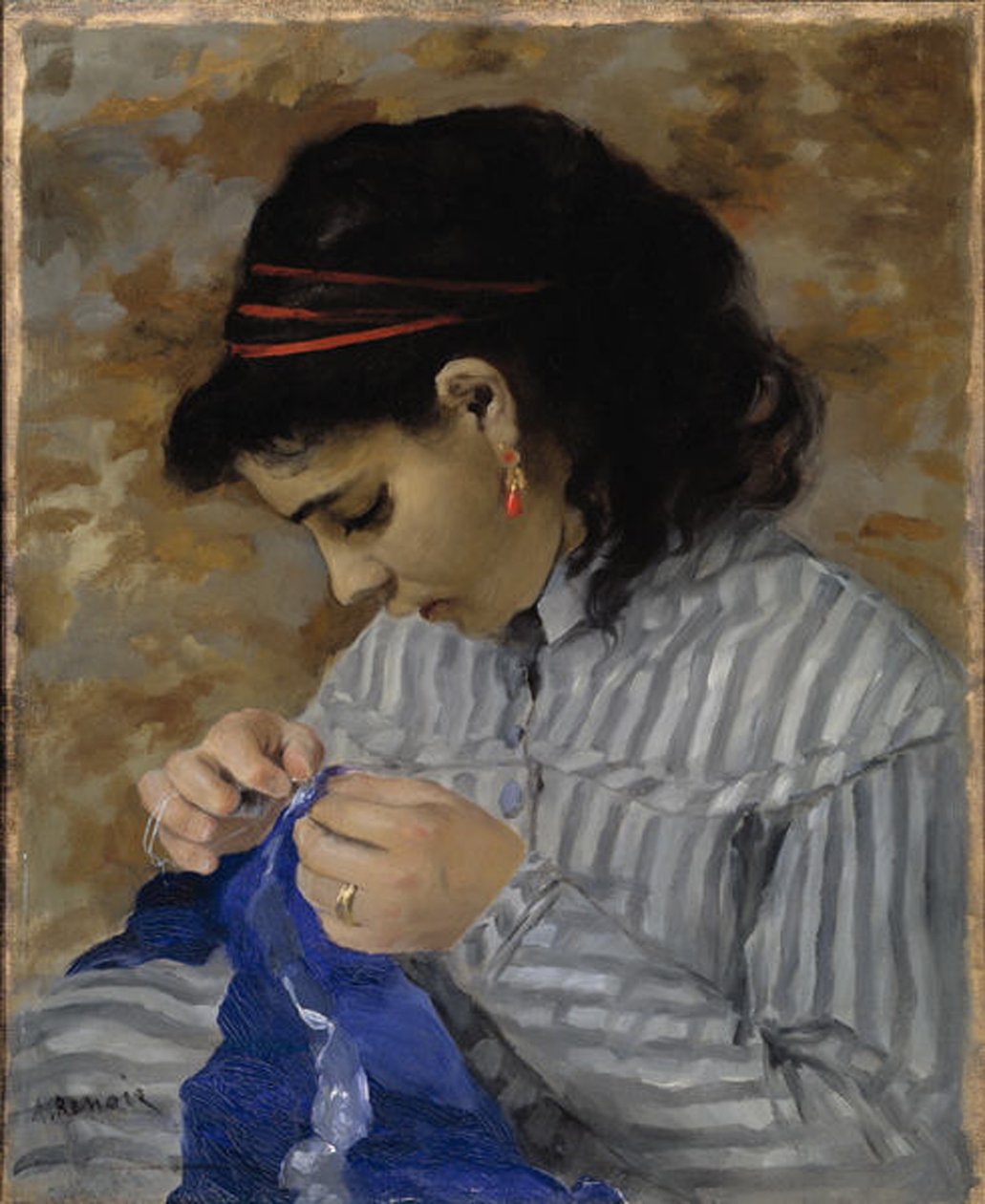 Lise cousantLise Sewing av Pierre Auguste Renoir