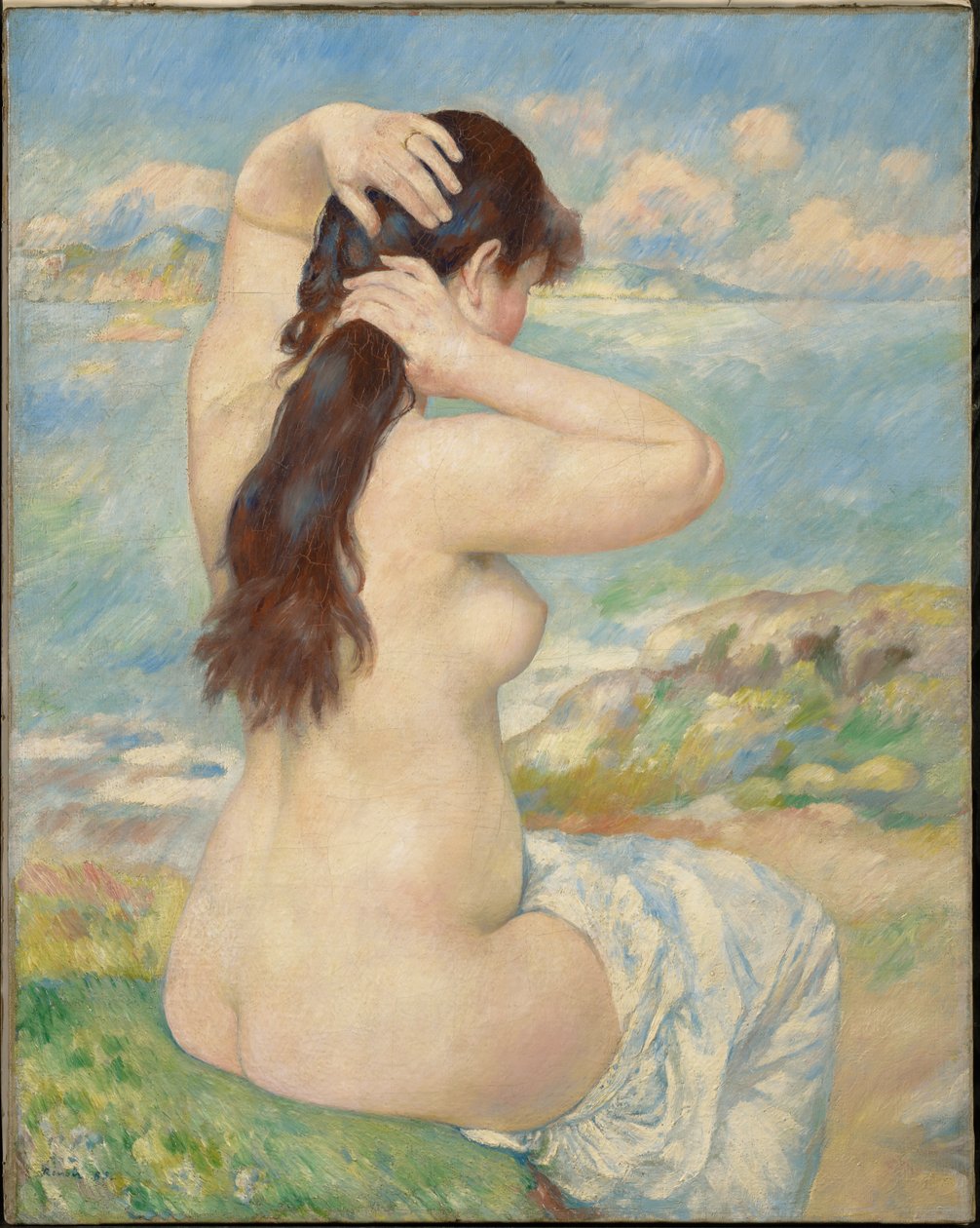 Badende kvinne som ordner håret sitt av Pierre-Auguste Renoir