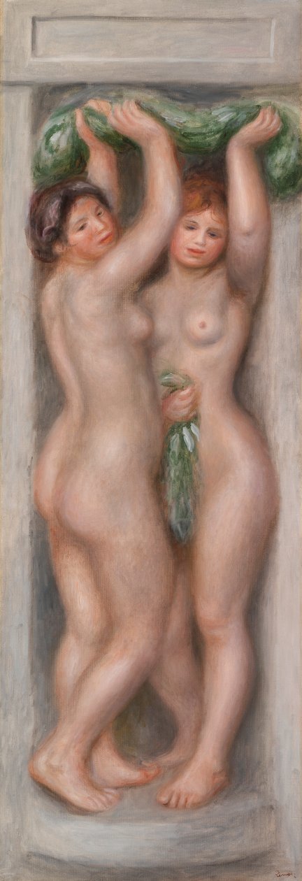 karyatider (karyatider); også kalt Two Bathers (dekorativt panel) av Pierre-Auguste Renoir