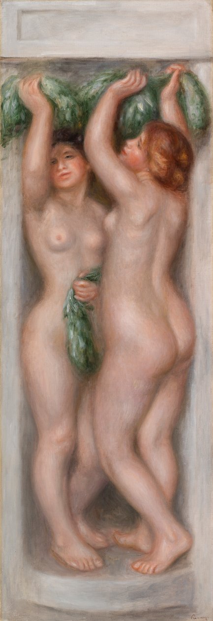karyatider (karyatider); også kalt Two Bathers (dekorativt panel) av Pierre-Auguste Renoir