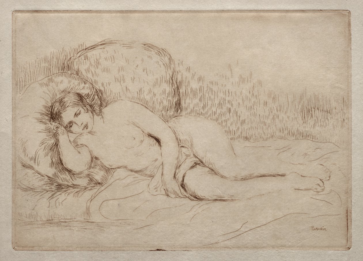 Naken kvinne lyver av Pierre-Auguste Renoir