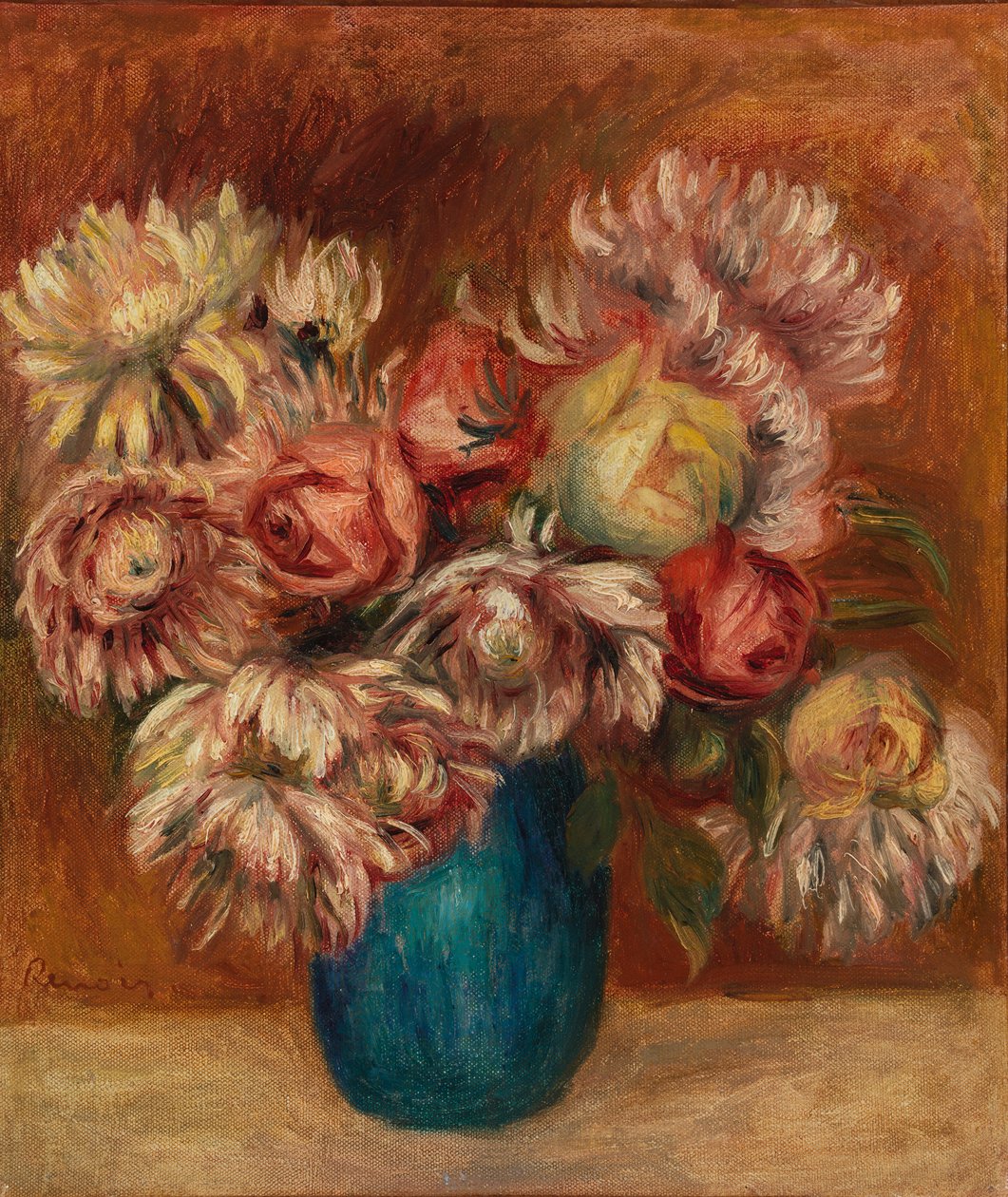 Blomster i en grønn vase av Pierre-Auguste Renoir