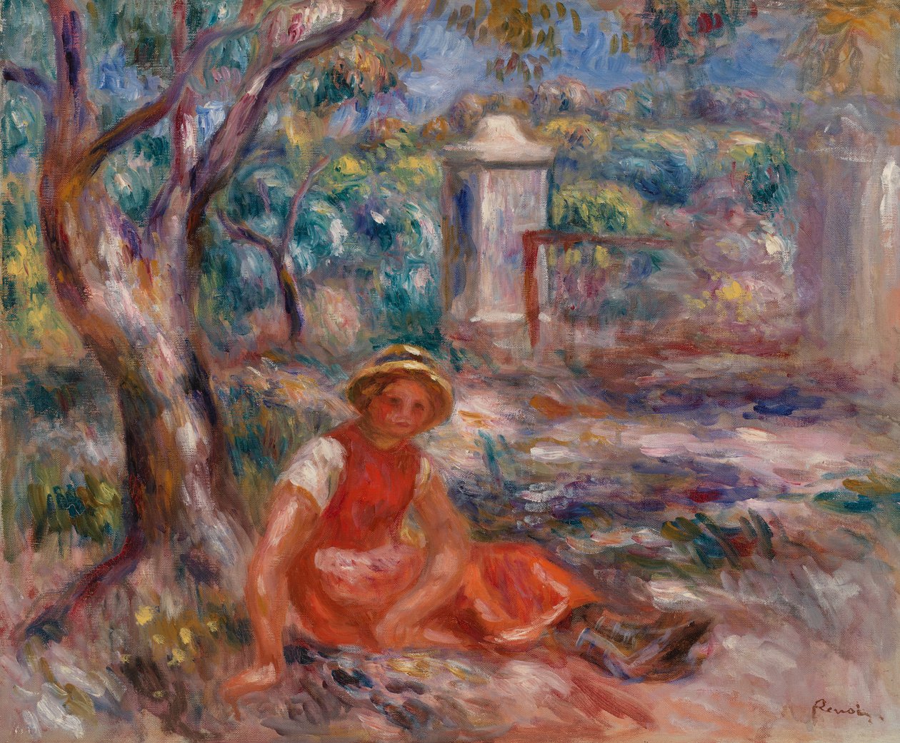 Jente ved foten av et tre av Pierre-Auguste Renoir
