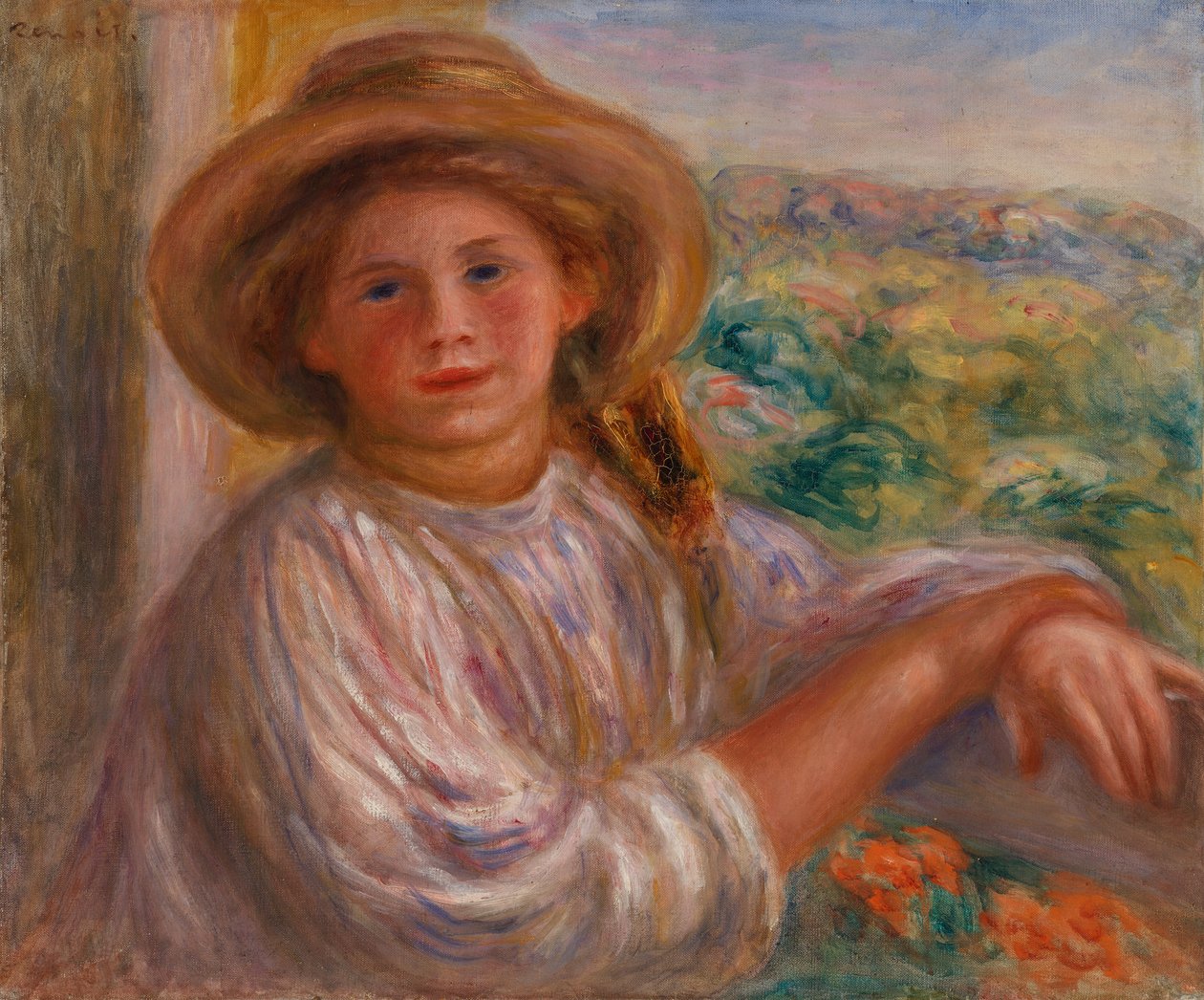 Jente på en balkong, Cagnes av Pierre-Auguste Renoir