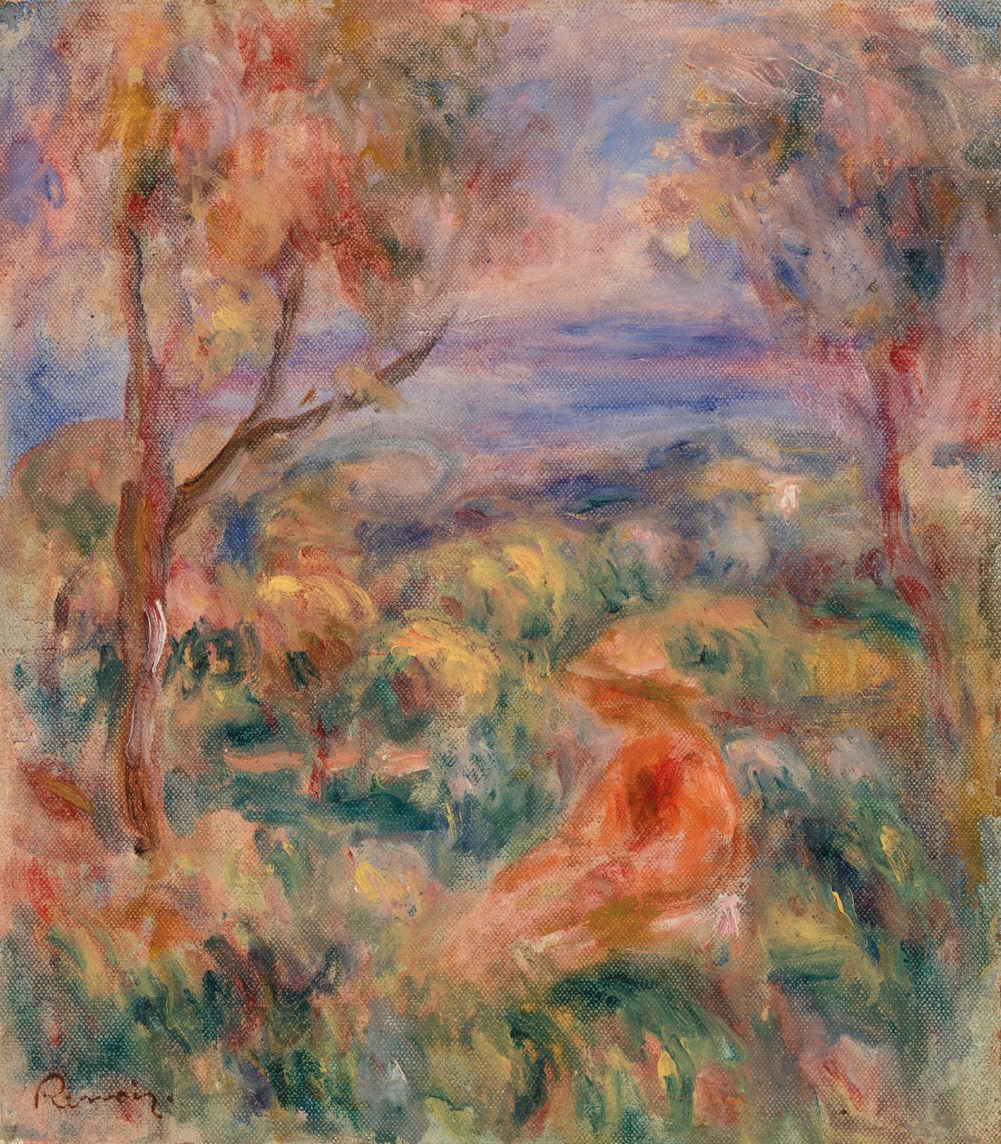 Sittende kvinne med havet i det fjerne (Femme assise au bord de la mer) av Pierre-Auguste Renoir