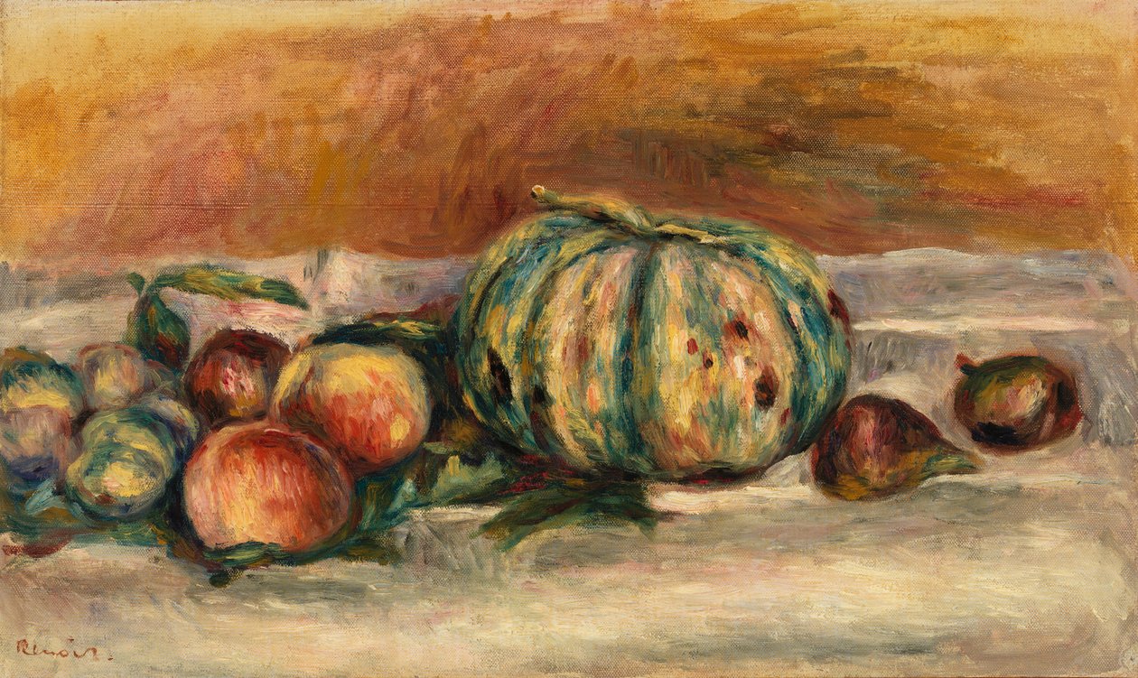 Natura moartă cu pepene galben (Nature morte au pepene) norvegiană av Pierre-Auguste Renoir