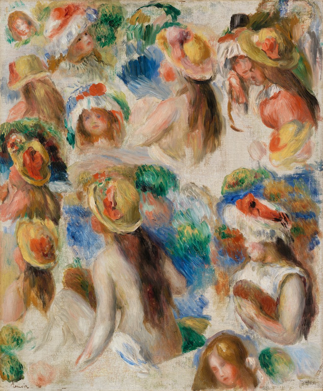 Studie av hoder av Pierre-Auguste Renoir
