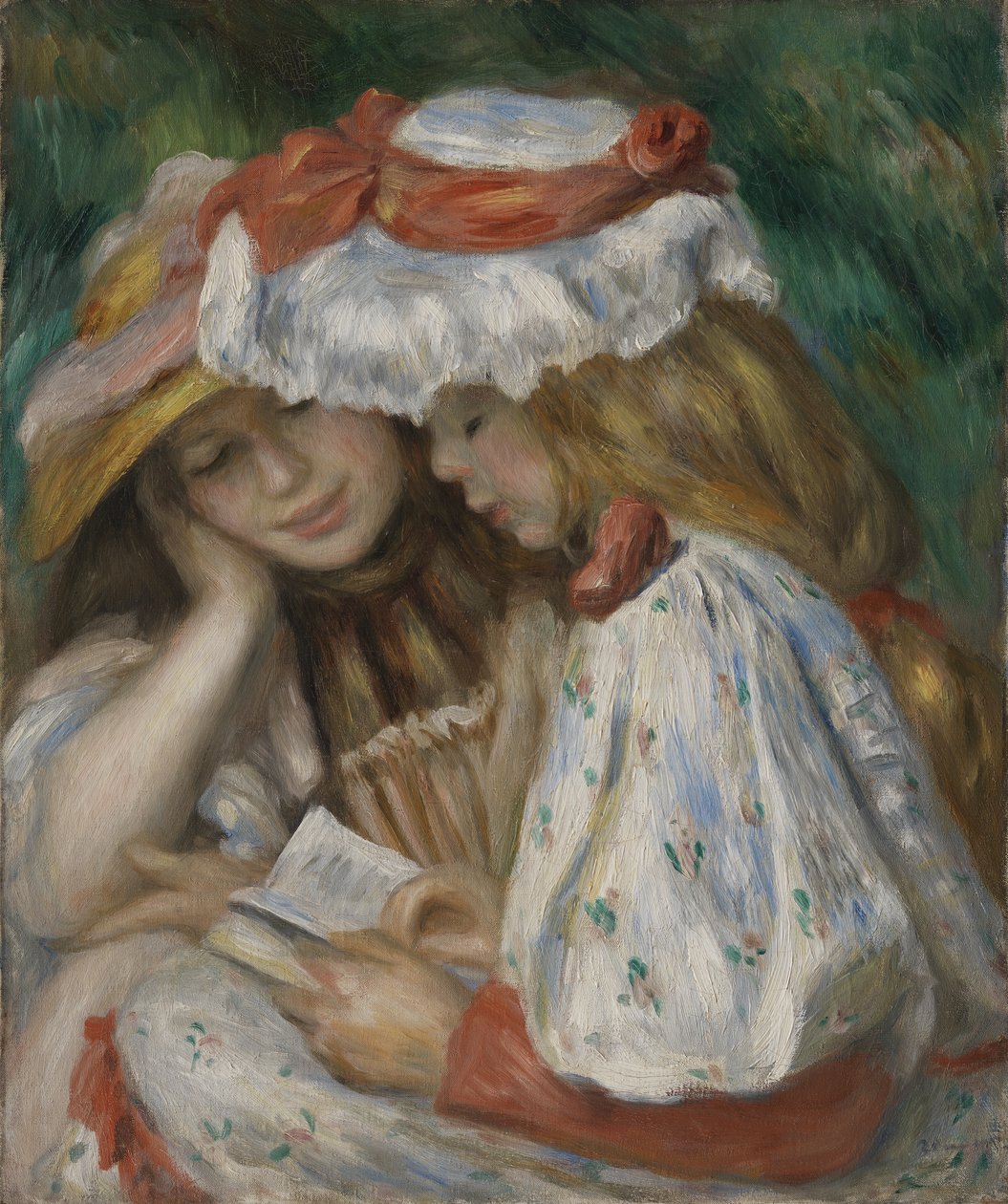 To jenter som leser av Pierre-Auguste Renoir