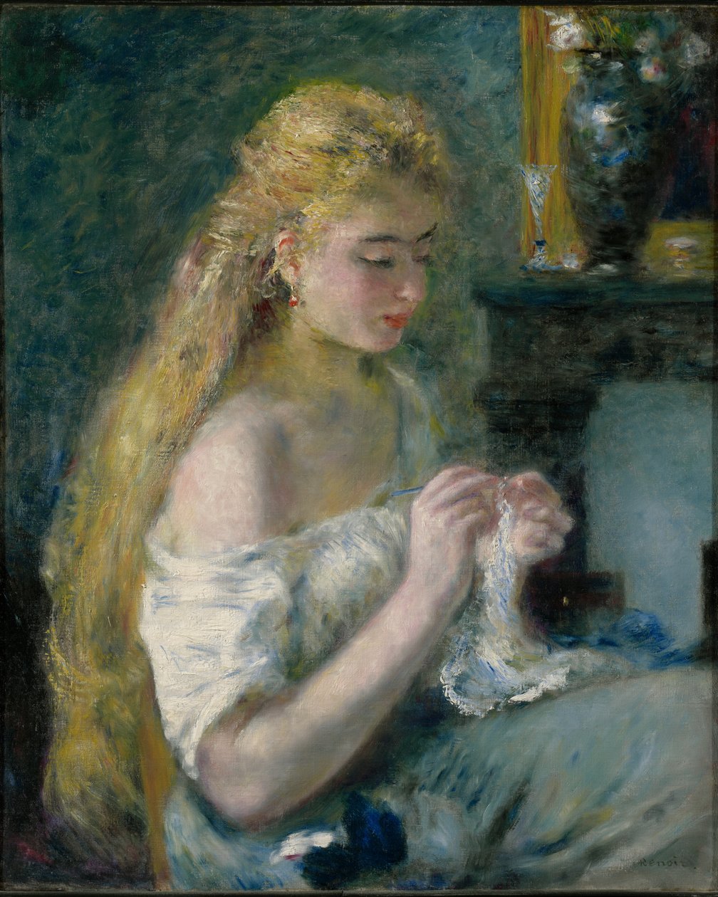 Kvinne som hekler av Pierre-Auguste Renoir