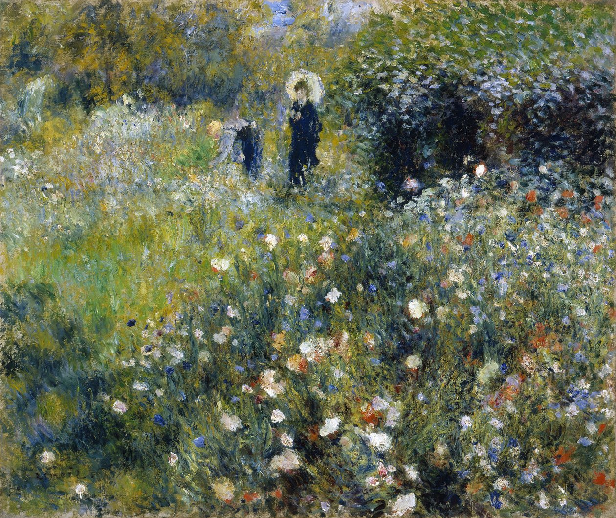 Kvinne med parasoll i en hage av Pierre-Auguste Renoir