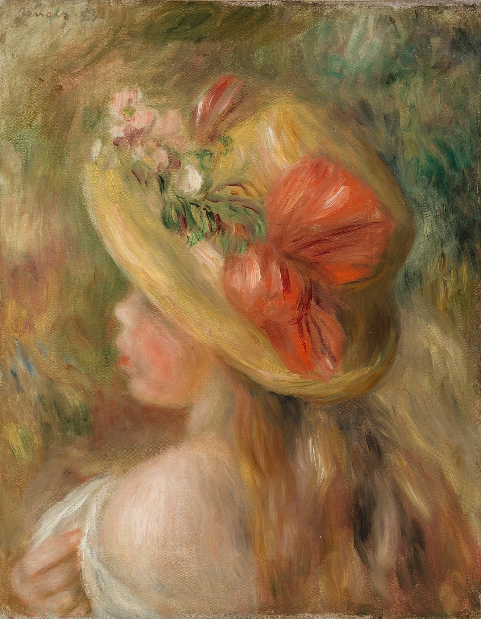 Ung jente med hatt av Pierre-Auguste Renoir