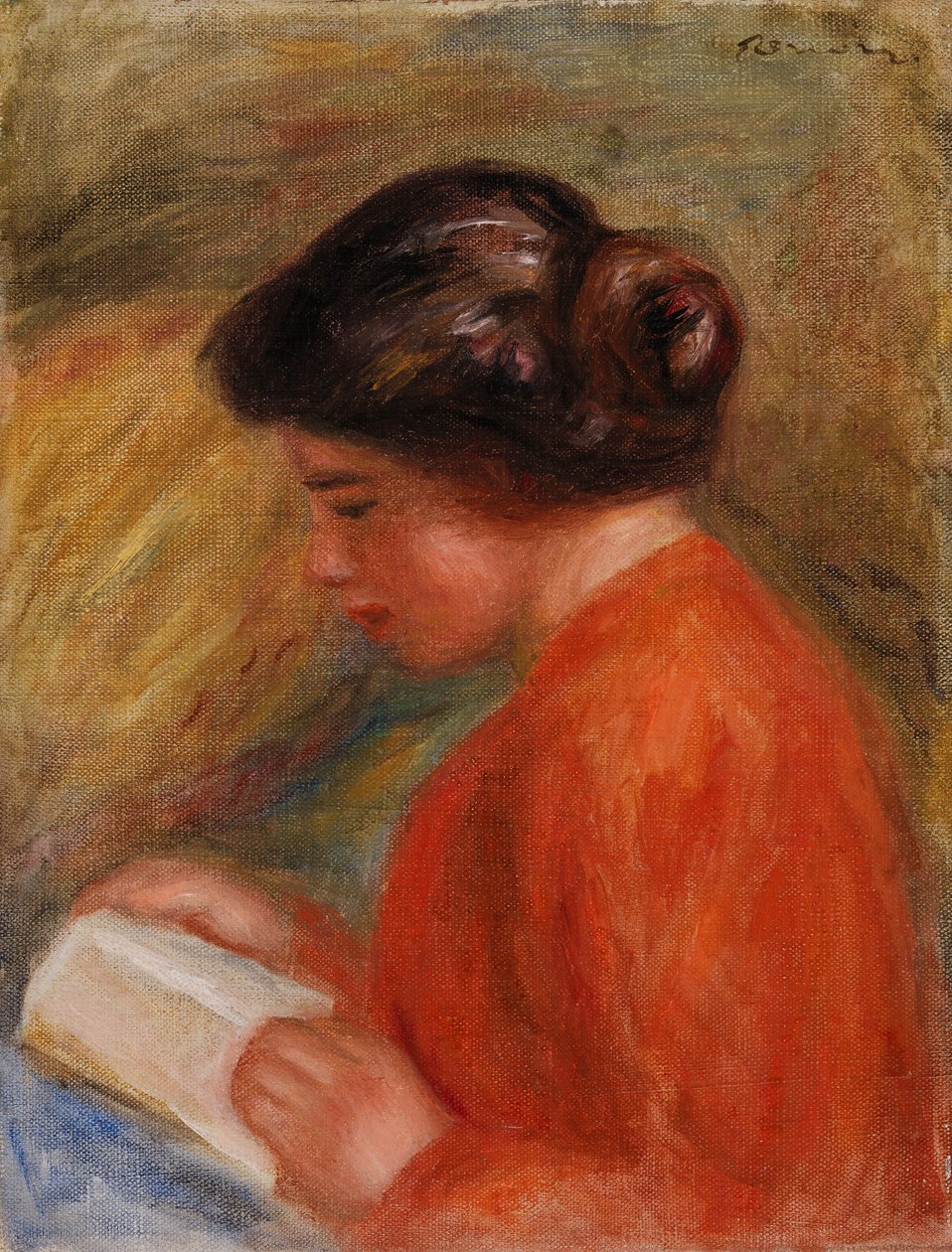 Ung kvinne som leser (Ung kvinne som leser, byste) av Pierre-Auguste Renoir