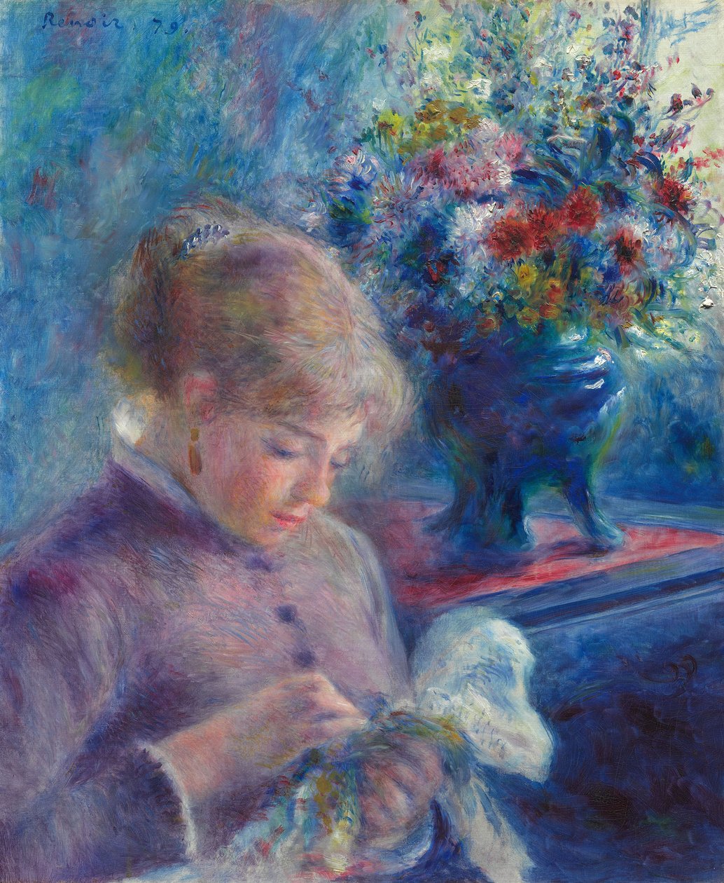 Ung kvinne som syr av Pierre-Auguste Renoir