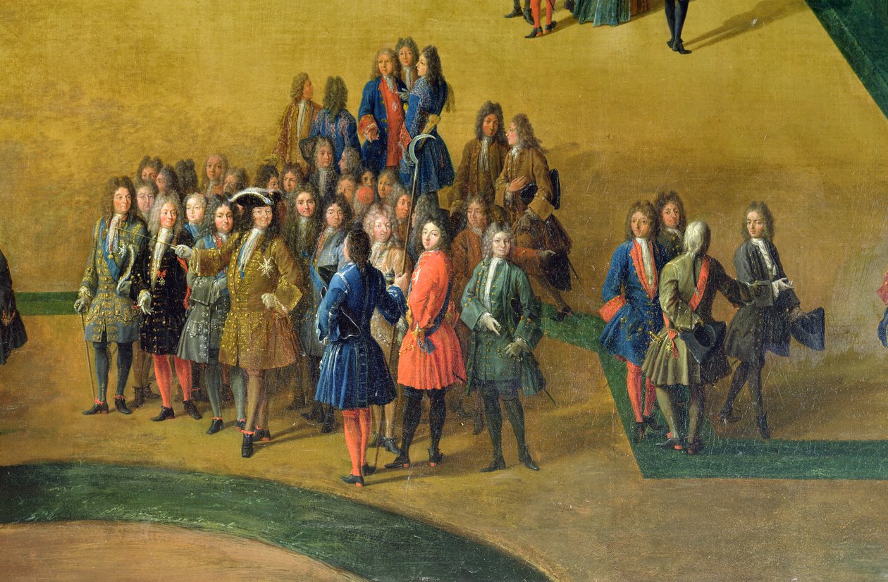 Se Grove of the Baths of Apollo i Gardens of Versailles detalj av Louis XIV, 1713 olje på lerret av Pierre Denis Martin