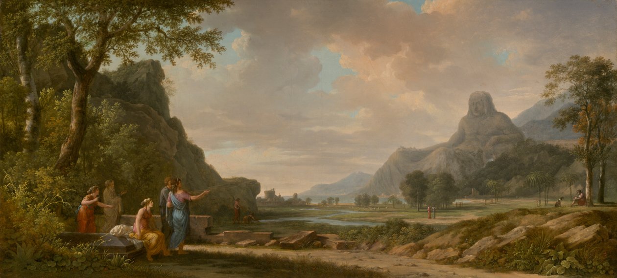 Athos-fjellet skåret ut som et monument til Alexander den store av Pierre-Henri de Valenciennes