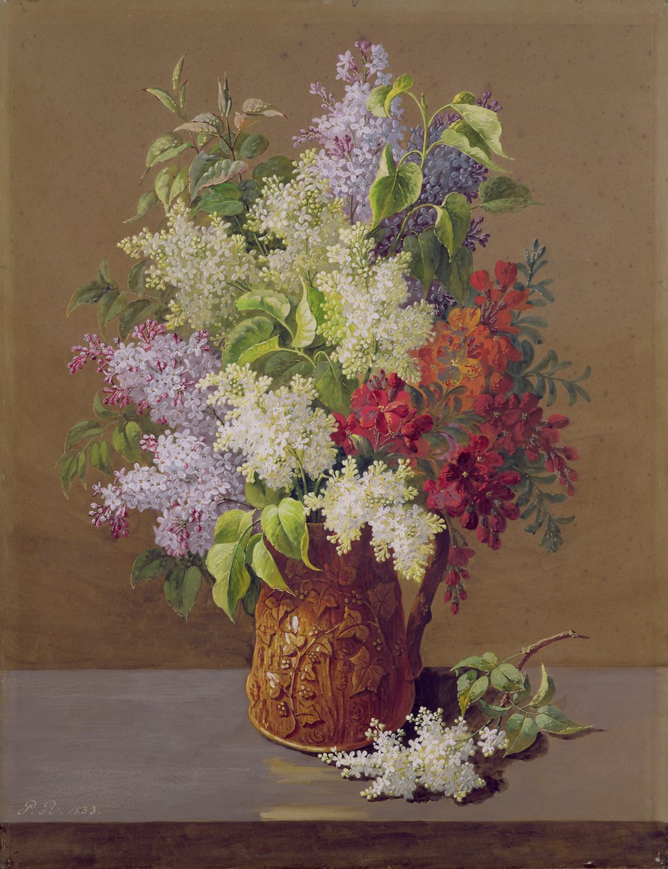 Vase av syriner av Pierre Joseph Redouté