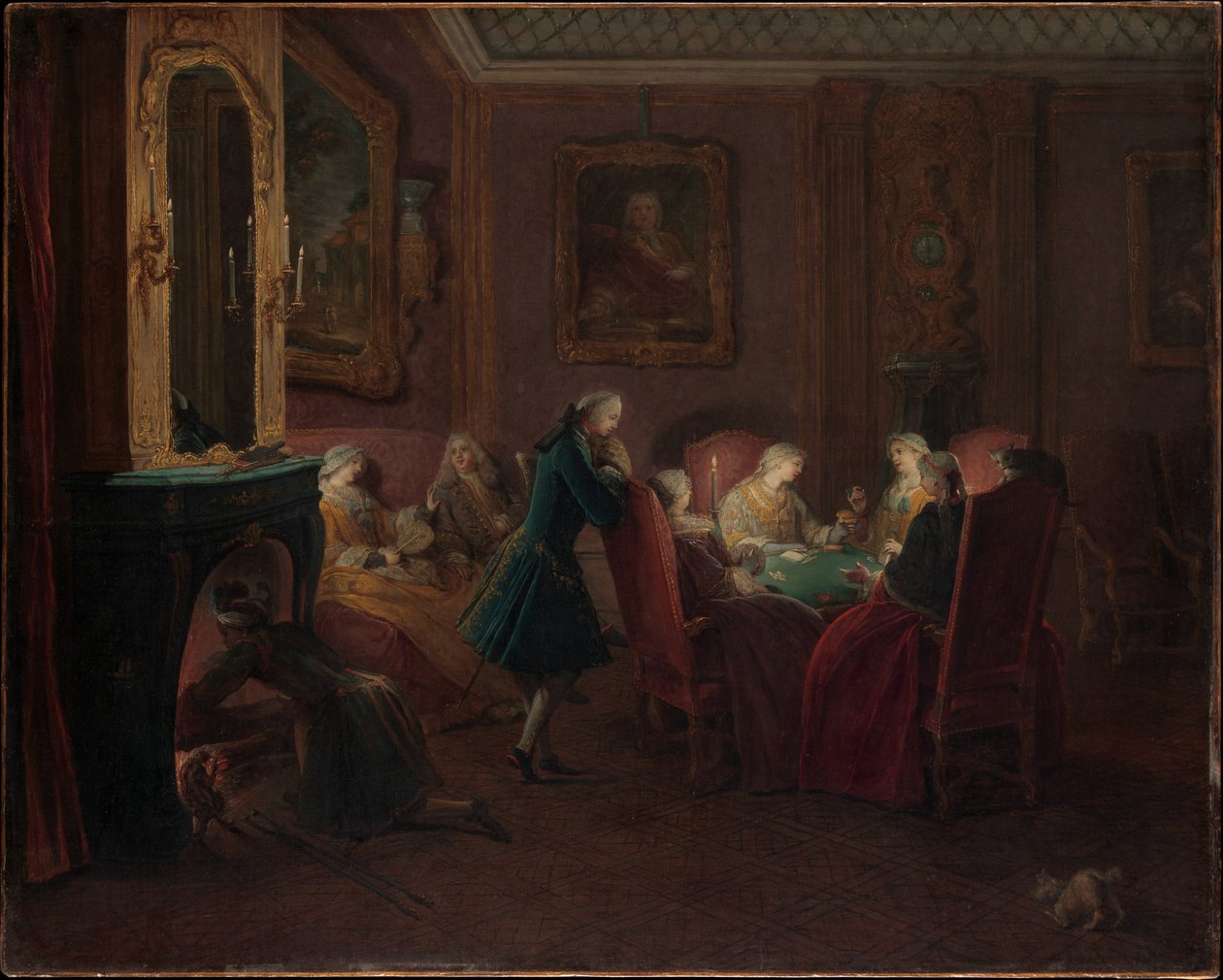 Kortspillere i en tegnestue (olje på lerret) av Pierre Louis the Younger Dumesnil