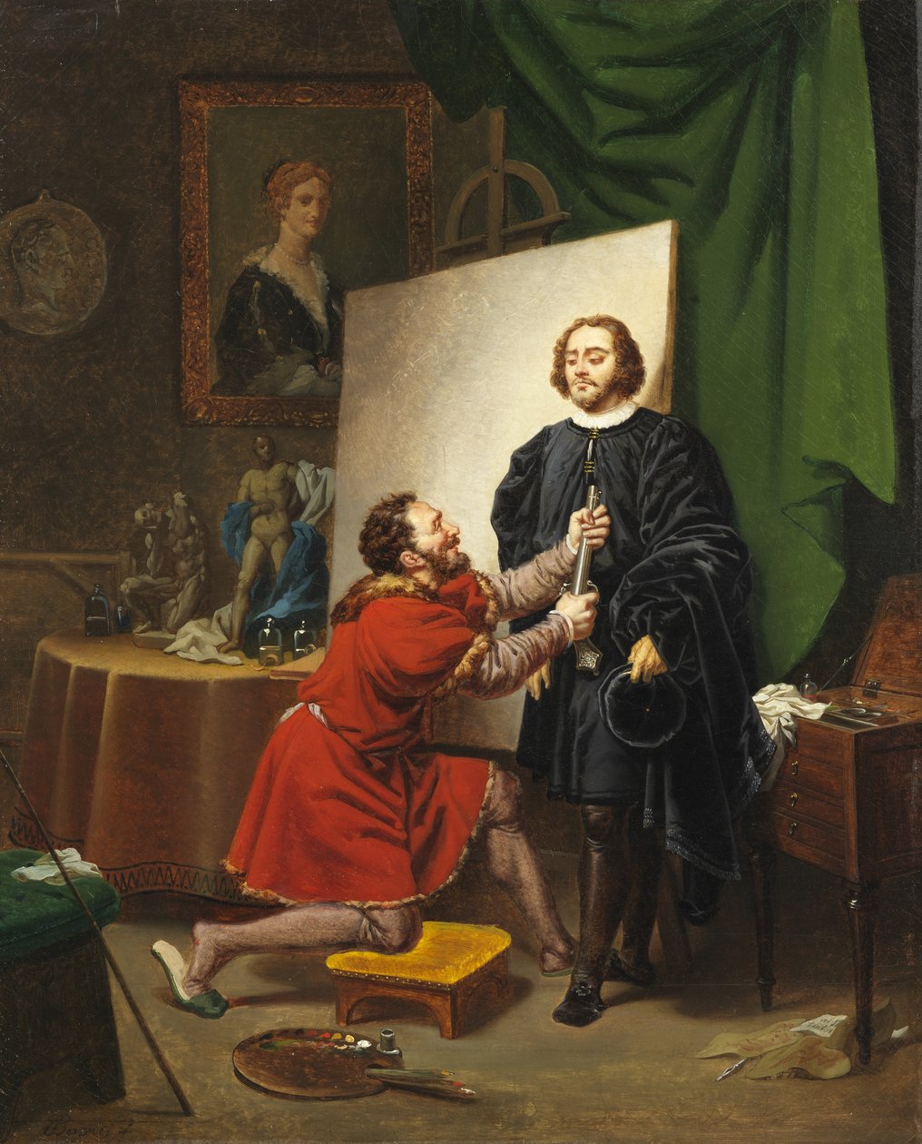 Pietro Aretino i studioet til Tintoretto, 1822 av Pierre Nolasque Bergeret