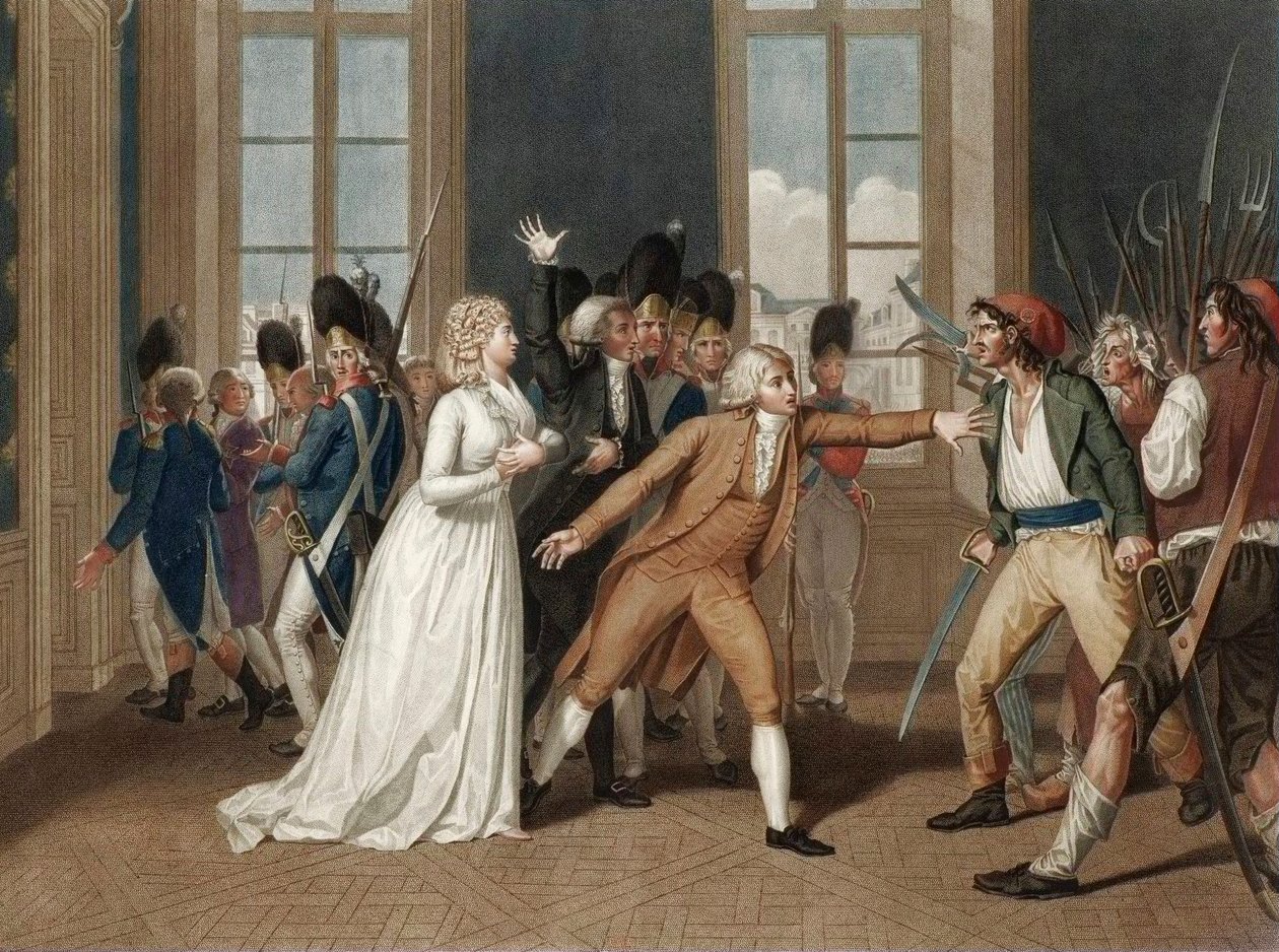 20. juni 1792 på Chateau des Tuileries i Paris - Andakt av Madame Elisabeth (Elisabeth Philippine Marie Helene de France dit Madame Elisabeth (1764-1794) - gravering av Pierre Bouillon (1776 - 1831) av Pierre (after) Bouillon