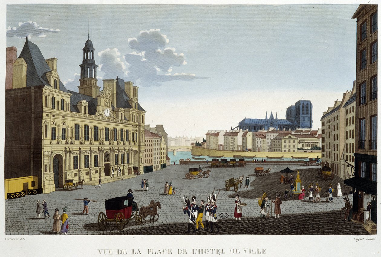 Rådhusplassen, rundt 1820 - i "" Views of Paris" av Courvoisier av Pierre (after) Courvoisier