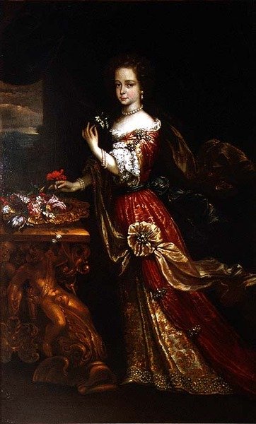 Portrett av en dame, muligens Henrietta Anne, hertuginne av Orleans (1644-70), datter av Charles I av Pierre (circle of) Mignard