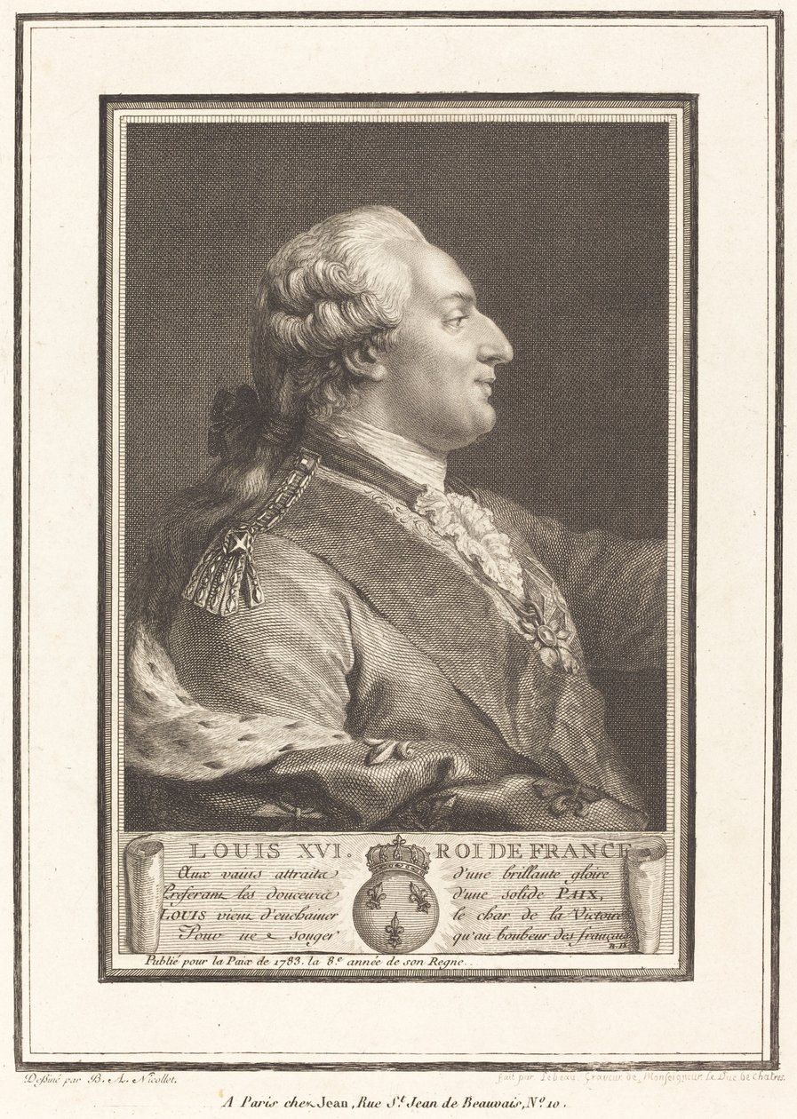 Louis XVI, konge av Frankrike av Pierre Adrien Le Beau after Benedict Alphonse Nicolet