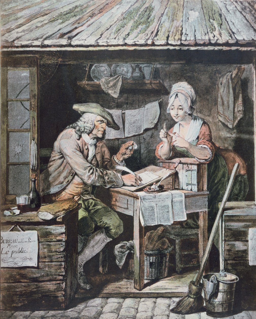 Den offentlige forfatteren (fargegravering) av Pierre Alexandre (after) Wille