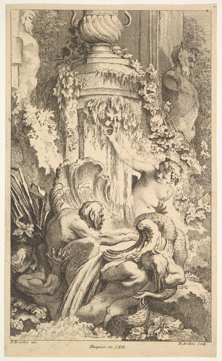 Naiades, Tritons and the Bath of Priap, 1736. av Pierre Alexandre Aveline