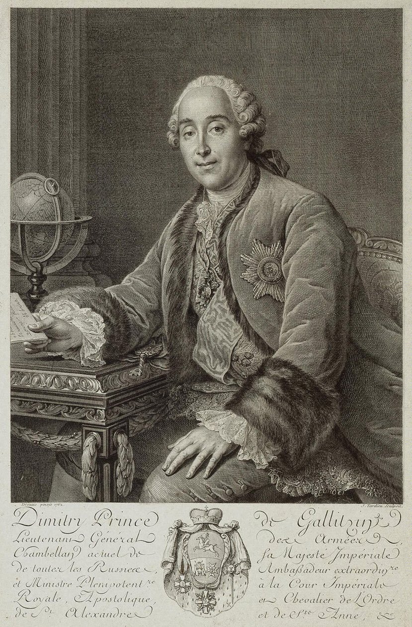 Portrett av prins Dmitrij Mikhailovich Golitsyn 1721-1793, 1762 av Pierre Alexandre Tardieu
