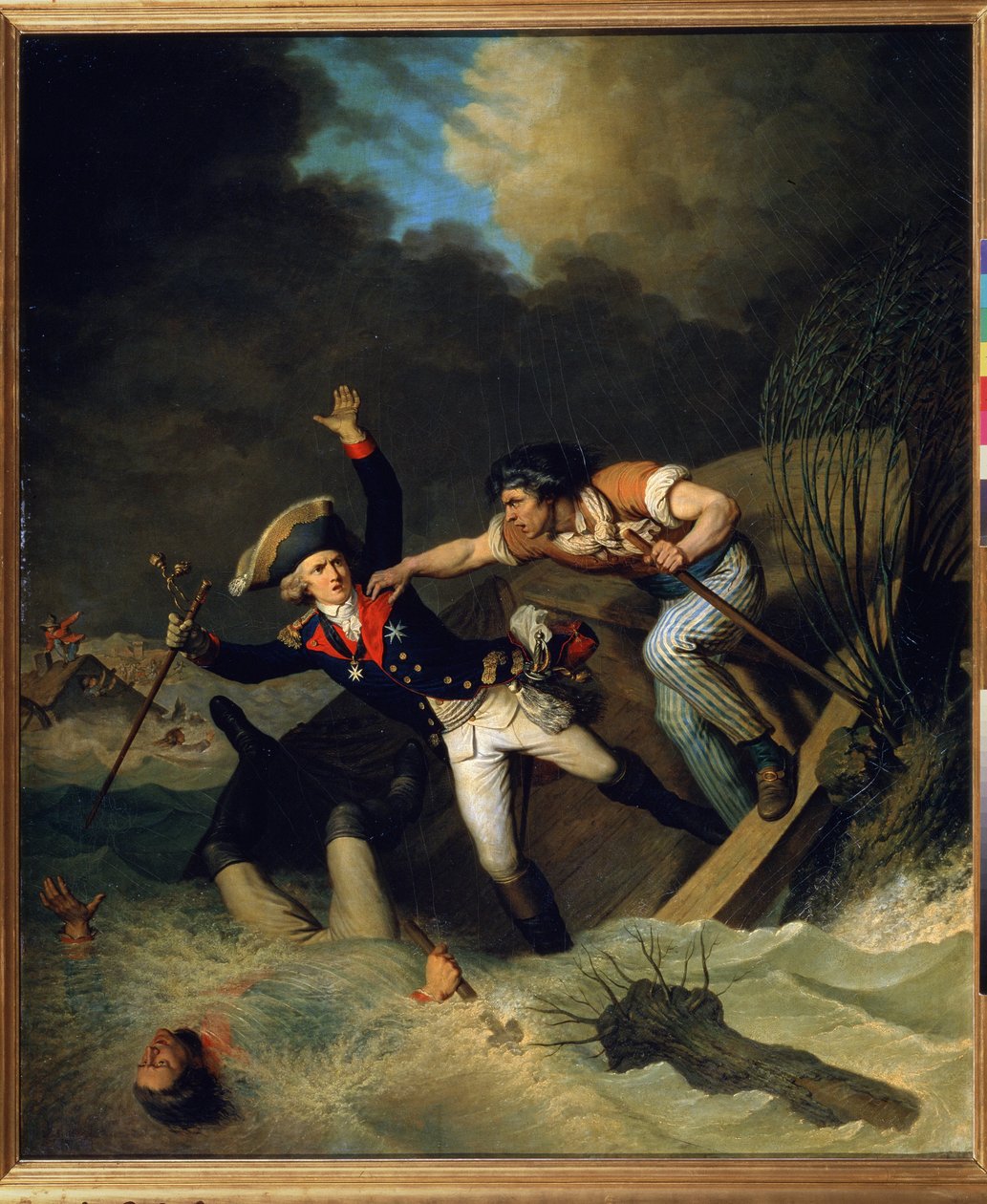 Døden til hertug Leopold av Brunswick, under flommen i Brunswick i 1785. (Leopolds død av Brunsvig, under en flom i Brunsvig i 1785). Maleri av Pierre Alexandre de Wille (1748-1821). Olje på lerret av Pierre Alexandre Wille