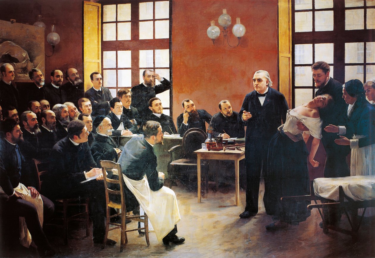 En klinisk leksjon med doktor Charcot på Salpetriere av Pierre Andre Brouillet