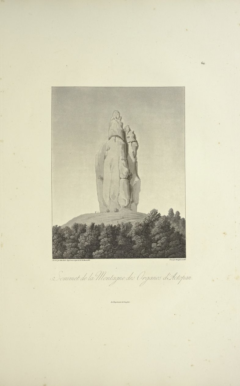 Summit of the Mountain of Organos, Actopan, engraved by Bouquet, illustration from 