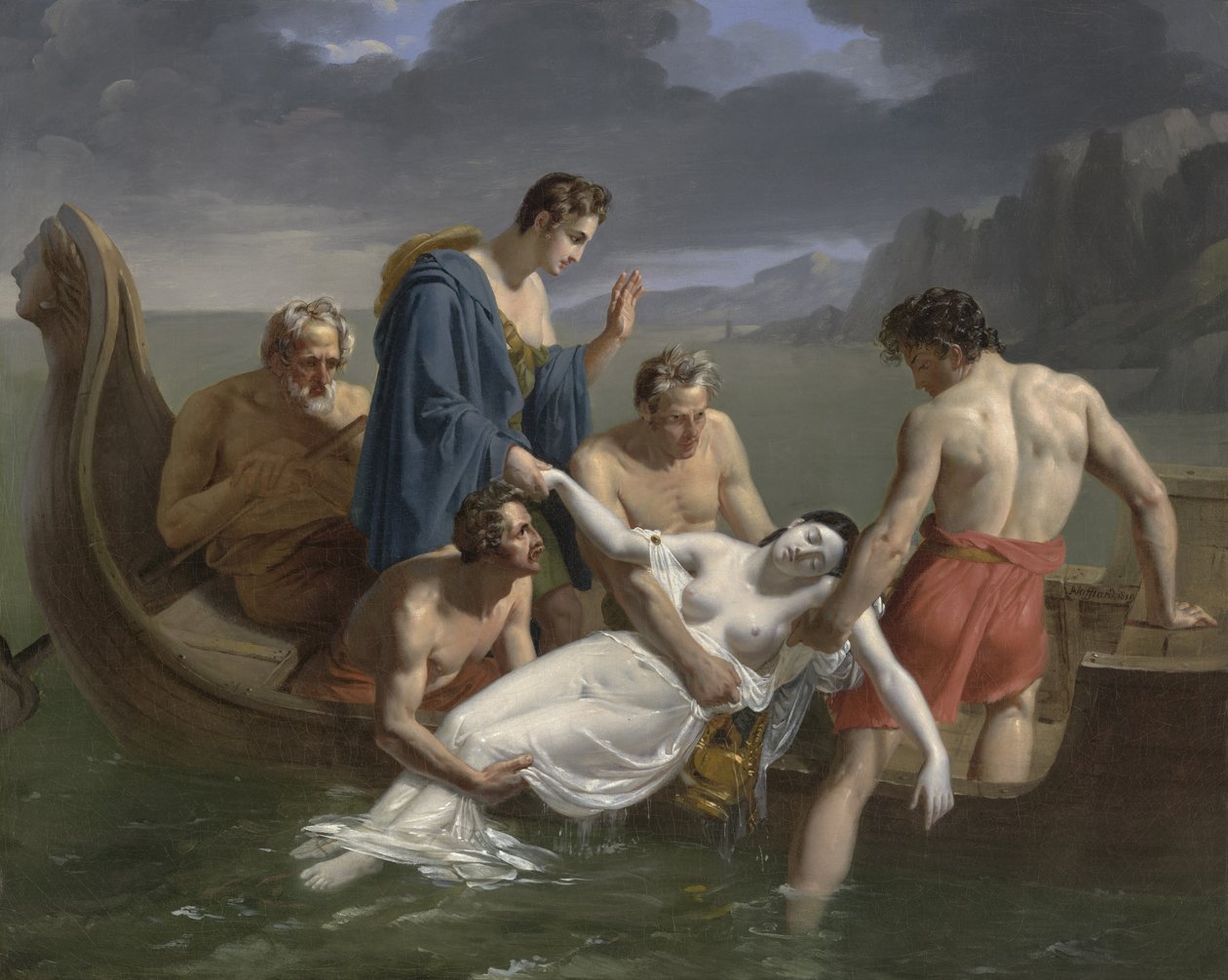 Sapphos død, 1819 av Pierre Antoine Augustin Vafflard