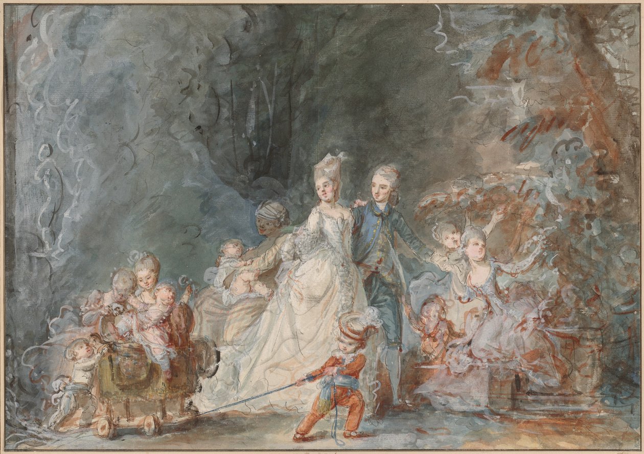 Familiepromenade i parken av Pierre Antoine Baudouin
