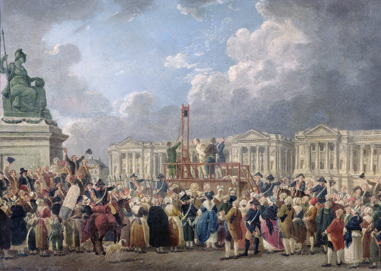 En henrettelse, Place de la Revolution, mellom august 1793 og juni 1794 av Pierre Antoine Demachy