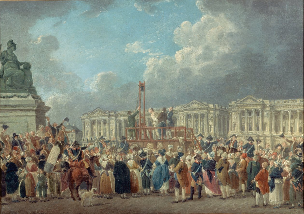 En henrettelse på Place de la Revolution, ca. 1793. av Pierre Antoine Demachy