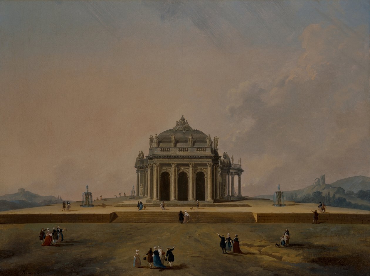Fantastiske arkitekturstudier med figurer av Pierre Antoine Demachy