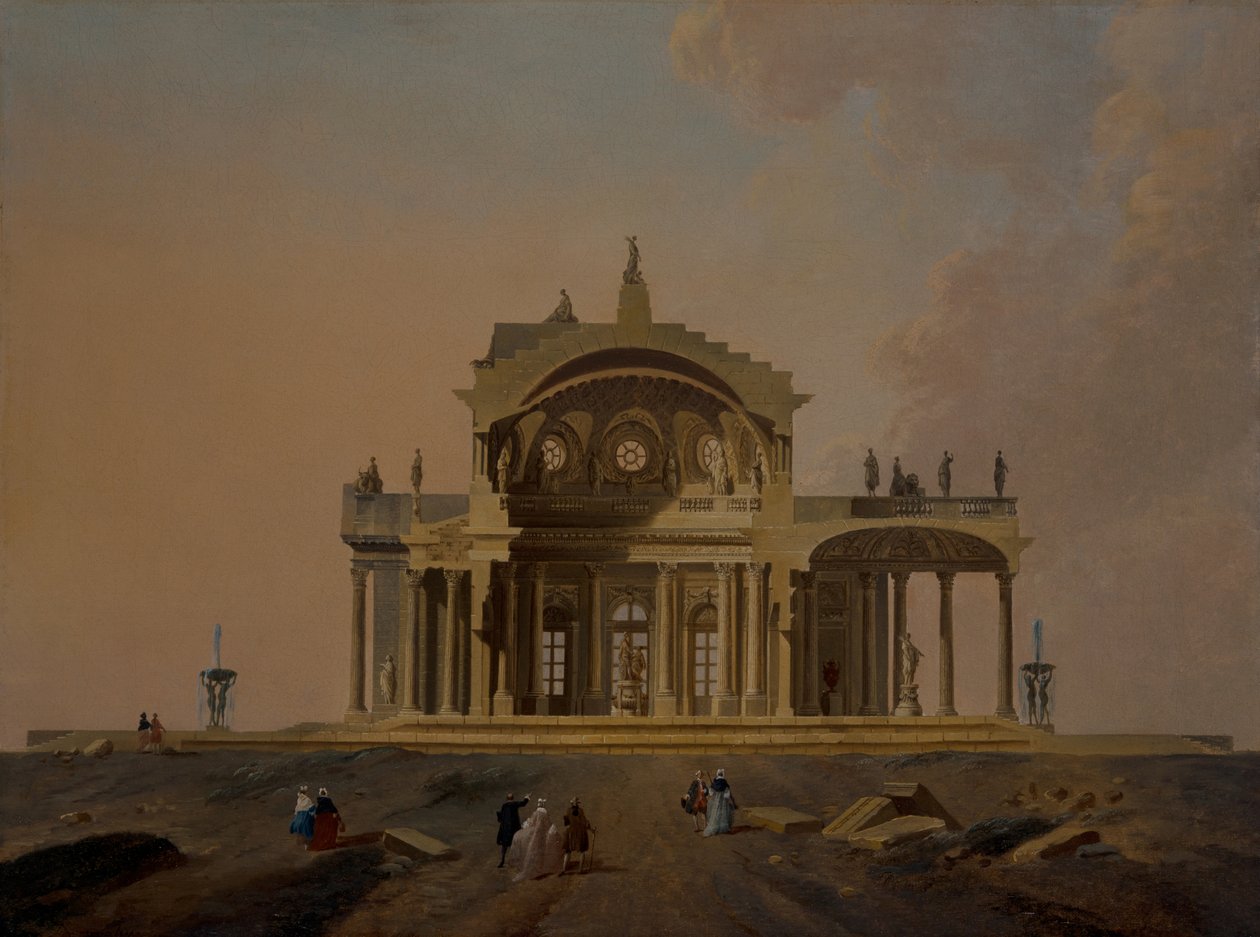 Fantastiske arkitekturstudier med figurer av Pierre Antoine Demachy