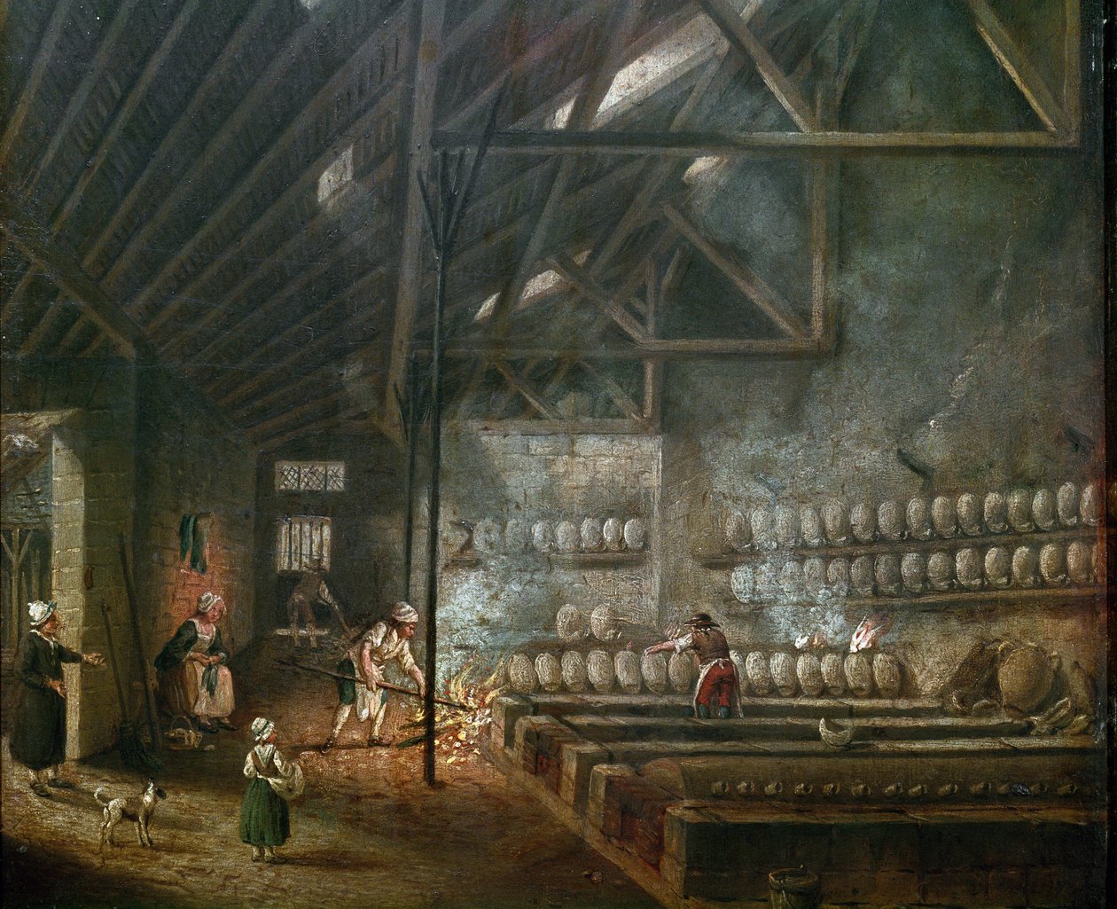 Interiør i et keramikkverksted (eller glassblåser) - Maleri av Pierre Antoine Demachy (1723-1807), detalj - 1800-tallet - Olje på tre - Mål: 39 x 31 cm - Paris, Musee Carnavalet av Pierre Antoine Demachy