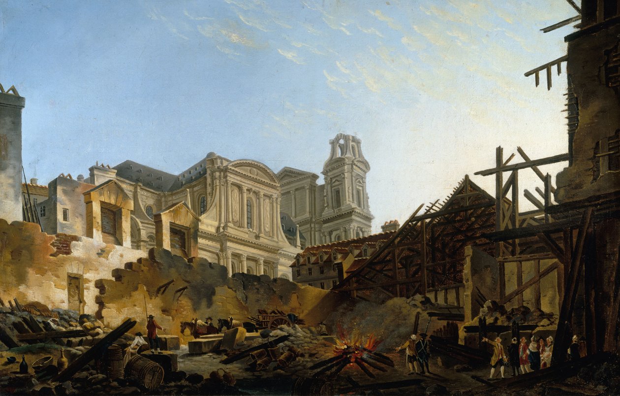 Foire Saint-Germain etter brannen natten 16. til 17. mars 1762, 1762. av Pierre Antoine Demachy