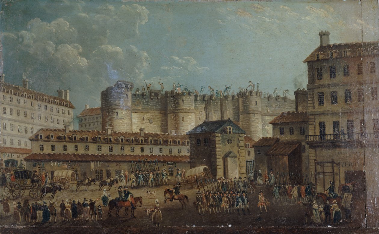 Stormingen av Bastillen 14. juli 1789, 1789. av Pierre Antoine Demachy