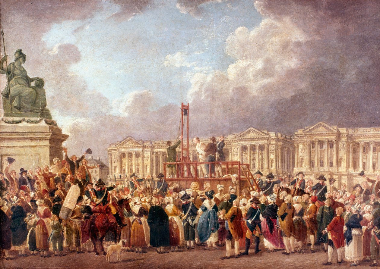 Henrettelse av giljotin i Paris under den franske revolusjonen, 1790-årene 1793-1807 av Pierre Antoine de Machy