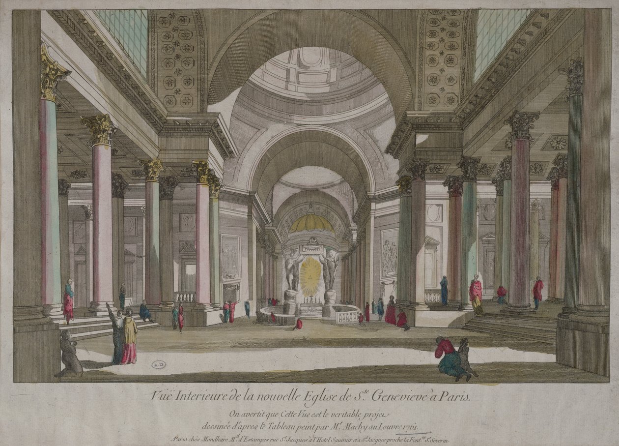 Utsikt over det indre av Pantheon i Paris av Pierre Antoine de Machy
