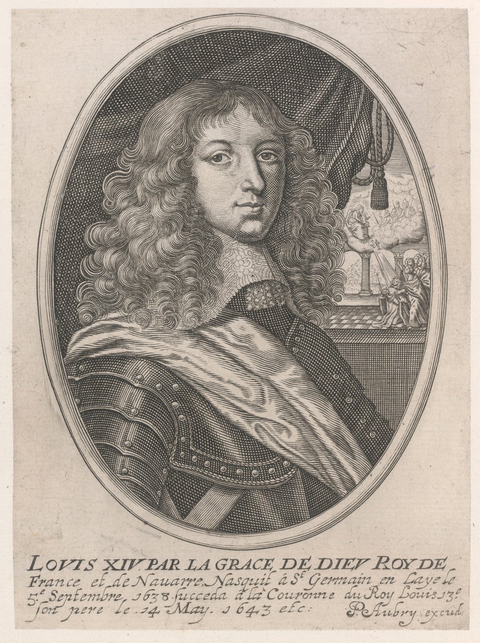 Portrett av Louis XIV (Louis XIV av Guds nåde Roy fra Frankrike og Navarra) av Pierre Aubry